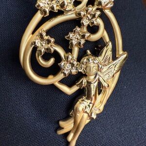 Vintage Signed Danecraft Gold Fairy Brooch